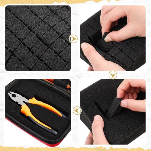 EVA Hard Case with Customizable Foam 13.5 x 9.8 x 5.5 Inchprotective EVA Carrying Case Shockproof Outdoor for Camera, Digital Products, Electronic Instruments with Knife, Red