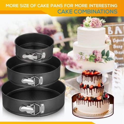 HIWARE Springform Pan Set of 3 Non-stick Leakproof Round Cake Pan Set Includes 3 Pieces 6 8 10