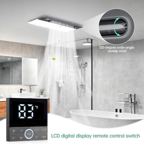 Bathroom Fan with Light Heater, Ventilation, Remote Control,Quiet Exhaust, 4-in-1 Design for Heating, Lighting, Ventilation & Air Circulation for Comfort in Any Season