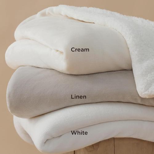 Bedsure GentleSoft Sherpa Fleece Throw Blanket for Couch - Thick and Warm Throw for Women and Men, Soft Fuzzy Plush Blanket for Winter, Non-Heated, White, Large