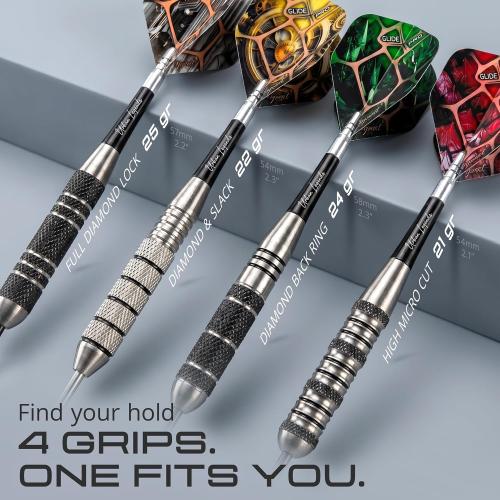 IgnatGames Steel Tip Darts, 12 Pack Urban Legends with Multi-Zone Grips, TwinForce 1.4 Aluminum Shafts, 32 GlideXPro Flights, Magnetic Gift Box