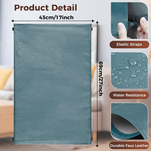 Headrest Cover for Recliner Chair Recliner Headrest Protector Faux Leather Headrest Cover with Elastic Straps Couch Headrest Covers for Furniture Sofa Protector 17 x 27In(Ocean Blue)