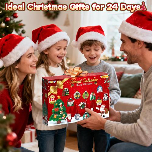 Advent Calendar 2025 Christmas Ornaments Building Set, 24 Days Countdown Calendar Hanging Building Blocks, Ideal Christmas Tree Decor Kit for Xmas Gift & Stocking Stuffers for Kids Boys & Girls
