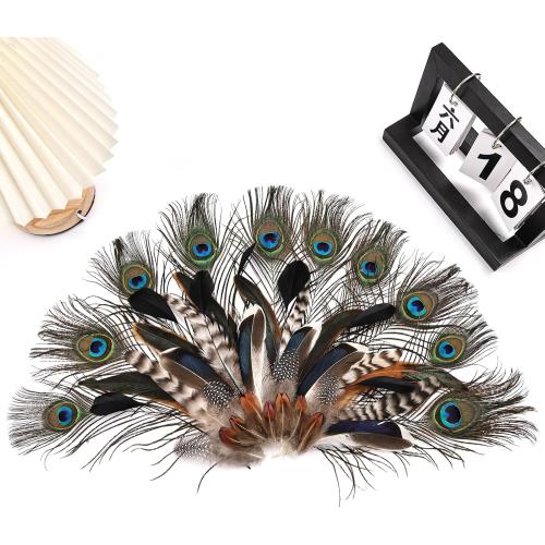 FeelfunFeather 150 pcs Natural Feathers Bulk- 7 Style Mixed Spotted Decorative Pheasant Feather Peacock Feather for DIY Crafts Halloween Wedding Party Hat Decoration
