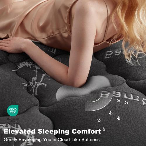 Dark Grey BEDLORE Mattress Topper Viscose Derived from Bamboo, Thick Pillow Top Mattress Pad with Stretchable Pockets for 6-18 inches Mattress, Soft Mattress Topper for Back Pain Relief