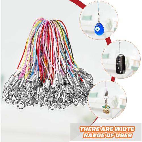Flutesan 50 Pcs Lobster Clasp Cords Charm Straps Wrist Lanyards, 9 Colors