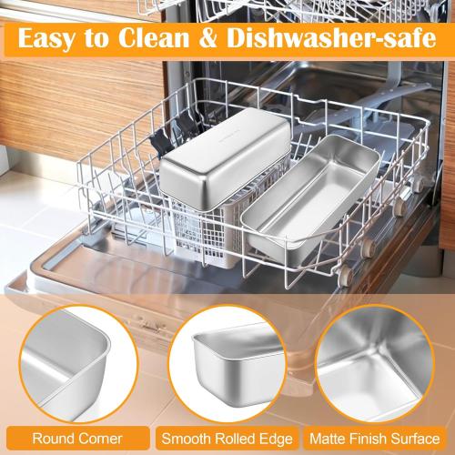 Kitchenware and Cooking tools -4 Pack, 12” x 5” Large Stainless Steel Loaf Pans, Long Metal Bread Baking Mold for Banana Cake Meatloaf Sourdough Lasagna, Nontoxic & Dishwasher Safe