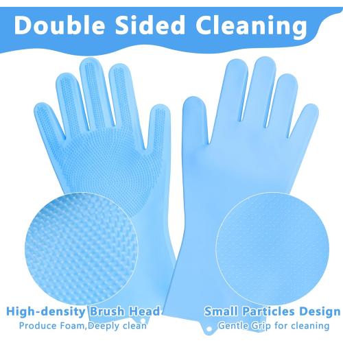 Pet Grooming Gloves—Dog Washing Gloves with High-Density Teeth, Dog Bath Scrubber with Enhanced Five Finger Design, Silicone Gloves for Dogs and Cats Bathing, Massage (Blue)