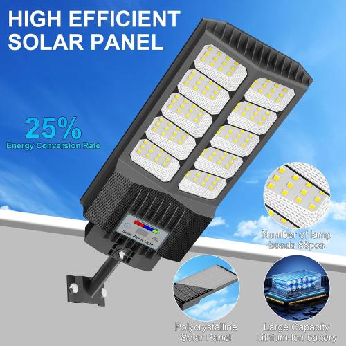 Solar Street Lights Outdoor Waterproof - LED Solar Flood Lights Outdoor Dusk to Dawn with Mention Sensor, Outdoor Solar Powered Floodlight for Parking Lot/Garden/Yard/Pathway Lighting