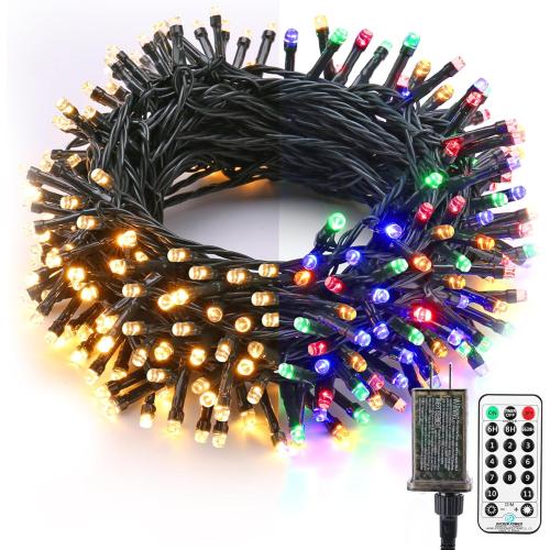 Brizled Christmas Lights, 65.67ft 200 LED Color Changing Tree Lights  Warm White & Multicolored Christmas Lights Remote, Connectable Mini Lights Set Decorative Lights String for Xmas Party