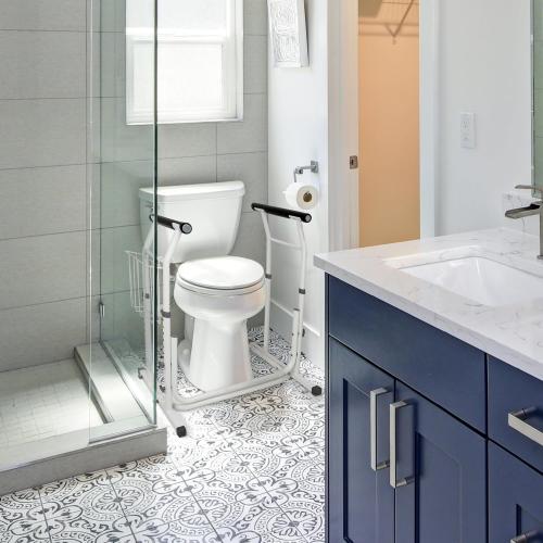 Carex Toilet Safety Rails, Adjustable Toilet Safety Frame with Handles for Elderly, Handicap, or Disabled, Heavy-Duty Non-Slip Grab Bar, with Padded Handles and Aluminum Frame for Bathroom Stability