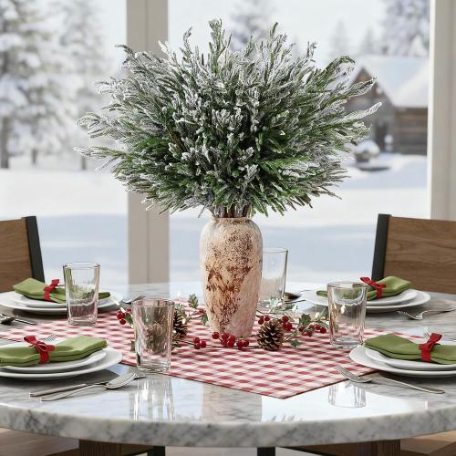 12 Pack Christmas Artificial Snow Norfolk Pine Branches 36 Inch Real Touch Faux Branches for Vase Realistic Greenery Pine Picks Suitable for DIY Crafts Holiday Garland Wreath Home Decoration