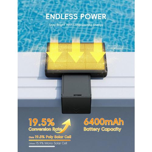 POOLHACKER Solar Pool Lights Only for Steel Wall Above Ground Pool【Original】, 10-Color 4-Mode LED Pool Lights, Underwater Swimming Pool Lighting with Timer Off, Remote, 1 Pack