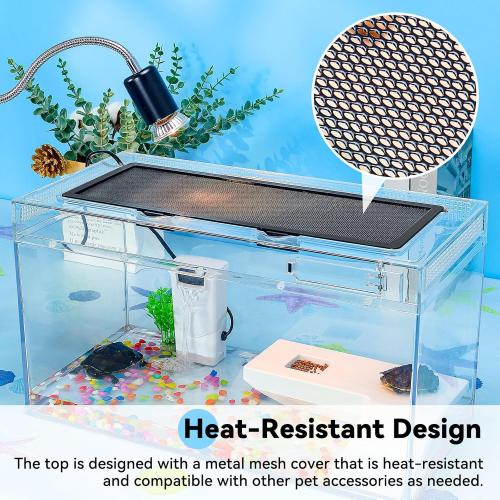 16x10x8 Inch Turtle Tank Kit A High-Definition Aquarium with Heating Lamp, Filter, Advanced Ventilation, High-Temperature Resistance, Complete Accessories for Turtle Habitat