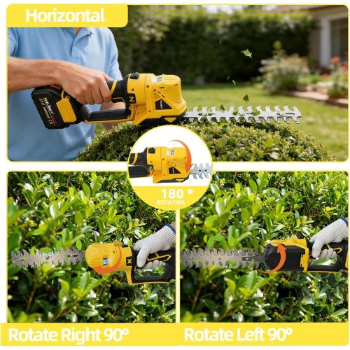 4-in-1 Pole Hedge Trimmer & Grass Shear, 16FT Reach, Electric Bush Trimmer with Extension Pole, Cordless Shrub Trimmer with 180° Adjustable Angle, Brushless Motor, LCD Display, 4.0Ah Battery