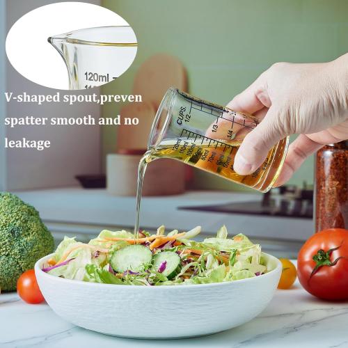 Ackers 4oz Glass Measuring Cup – Shot Glass with Ounce,Ml,Cups Markings for Kitchen & Bar(Pack of 2)