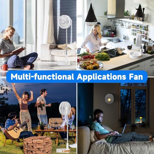 Marchpower Foldable Oscillating Standing Fan with Remote, 8 Portable Pedestal Quiet Fan with Timer, 7200mah Rechargeable USB Desk Fan for Home Bedroom Office Travel Outdoor Camping