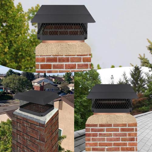 13 x 13 Chimney Caps Fireplace Chimney Cover for Outside Flue Tile Clay, Chimney Flue Cover Chimney Vent Cap with Screen Hood Plate,Galvanized Steel Chimney Rain Cap Roof Rain Guard Top Protector