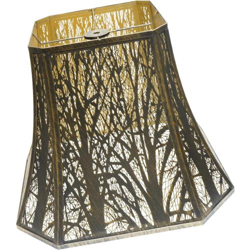 Size 8x14x11 Color Copper Lampshade Medium Lamp Shade 8 Top x 14 Bottom x 11 High (Spider) Metal Antique Bronze Lamp Shades for Table Lamp, Bedside Light and Floor Lamp - Art Forest Etched - Lampshades Replacement
