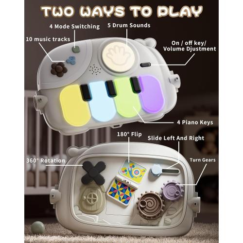 STACTCUTE Baby Play Mat Baby Toys,Baby Gym Tummy Time Play Piano Activity Mat with 5 Infant Sensory Toys,Music & Light Infant Newborn Gifts for Babies Toddlers 0-3 6-9 11 12 Months.
