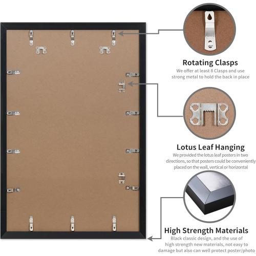 BLACK FRAME DOAI ART 24x36 Poster Frame Black 2 Pack, Poster Frames 24 x 36 inches or 24x36 Picture Frames with HD Plexiglass for Horizontal or Vertical Wall Mounting, Durable Scratch-proof Safe and Artistic