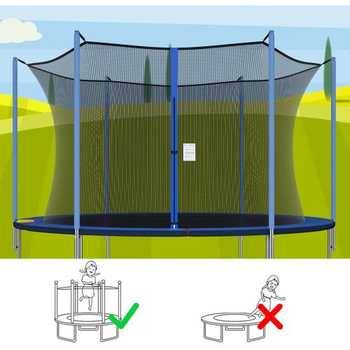 Trampoline Net Replacement for Straight Pole,12ft 13ft 14ft 15ft Round Frame Safety Enclosure Net UV-Resistant Weather-Resistant Breathable Durable Net with Adjustable Straps(Net Only)