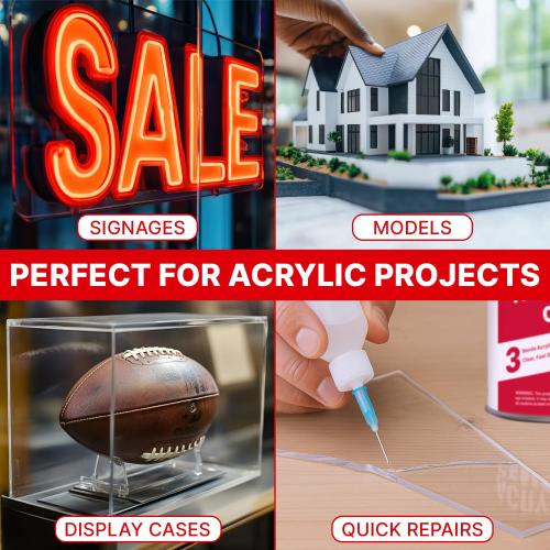 Acrylic Bonding Cement with Applicator Bottle 4 oz, Clear Adhesive for Plexiglass and Plastic Sheets, Fast-Setting Glue