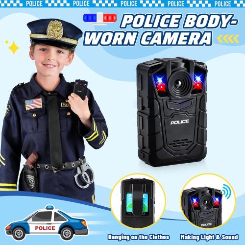 Size S GIFTINBOX 12PCS Police Costume for Kids, Kids Police Officer Costume for Boys Girls with Accessories, Halloween Costumes for Boys and Girls