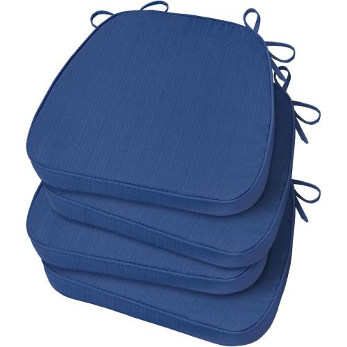 Chair Cushions for Dining Chairs, D-Shaped Kitchen Chair Cushions with Ties Set of 4, Seat Cushions for Dining Room/Kitchen Chairs Royal Blue
