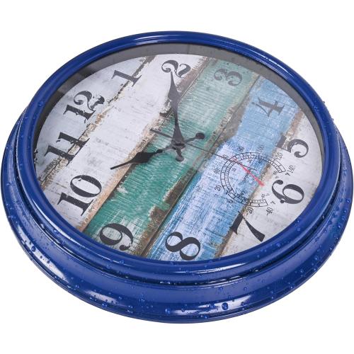 Large Outdoor Clock Waterproof with Thermometer Vintage Rustic Coastal Clock for Pool Garden Patio (16 Inch)