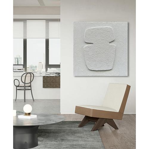 NANKAI Art Hand Painting Modern Minimalist Art Oil Painting White Thick Texture Abstract Painting 24x24 inch Canvas Wall Decorative Art