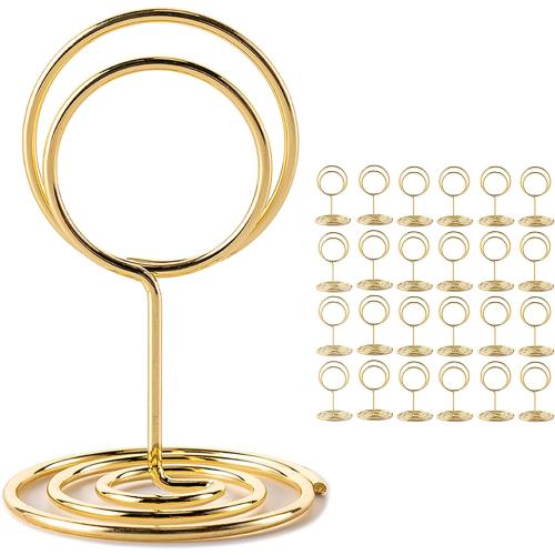 Hoewina 26Pcs Table Number Holders, Place Card Holder, Wire Picture Holder, Small Size Table Card Holders, Photo Holder for Centerpieces, Wedding Reception, Party, Birthday (Gold)