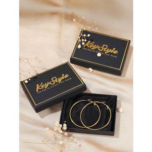 KeyStyle Gold Hoop Earrings for Women, Stainless Steel Hoops Earring Lightweight Loops, 2 mm Thick Hypoallergenic Circle Endless Thin Hoop (30 mm,50 mm,70 mm,100 mm)