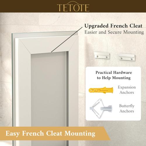 TETOTE LED Bathroom Mirror 24 x 30 Inch Lighted Bathroom Vanity Mirror with Lights, Brighter Frontlit and Backlit Light up Anti Fog Mirror, 3-Color Dimmable, Shatterproof Tempered Glass, Waterproof