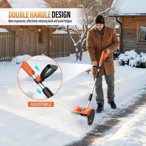 Snow Shovel Cordless, 20V | 12 Inch Electric Snow Blower with 2 X 4.0Ah Replaceable Batteries & Fast Charger Up to 50 Mins, Electric Shovel with Directional Plate & Adjustable Front Handle