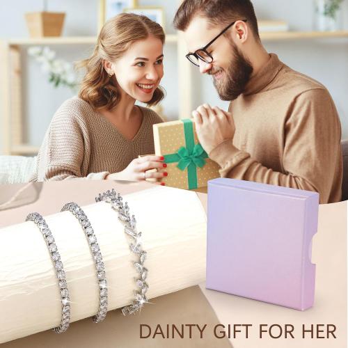 YADOCA Tennis Bracelets For Women - Silver Plated Bracelet Stack Cubic Zirconia CZ Diamond Adjustable Stackable Bracelets Set For Prom Wedding Jewelry Gift 3Pcs