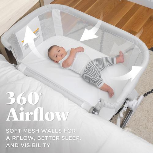 Baby Delight Beside Me Dreamer Bassinet | Bedside Sleeper | 7-Position Height Adjustment | Driftwood Grey