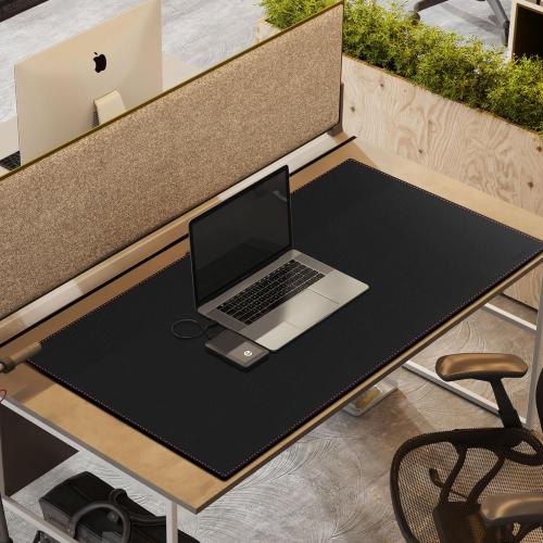 ZORESYN Large Desk Pad (39.4 x 23.6) - Waterproof PU Leather Desk Mat with Non-Slip Base, Office Desk Protector for Keyboard, Mouse, and Writing, Durable Stitched Edges (Black)