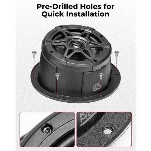 KEMIMOTO 6.5 inch Speaker with Enclosure Pods, No Worry About Speakers Compatibility, IPX5 Water-Resistant Coaxial Speaker Box, Universal Fit for UTVs, RVs, Cars, Boats, Trunks, Golf Carts