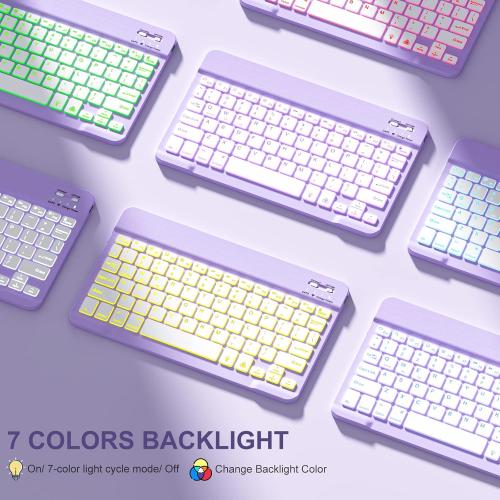 Harvopu Keyboard Case Compatible with iPad Air 11-inch/Air 5th 4th Generation Case with Keyboard-Backlit Detachable, Folio Keyboard Cover with Pencil Holder for Air 11 M4/M3/M2, Air 5/Air 4 (Purple)