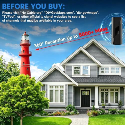 5000  Miles Range TV Antenna,2026 Digital TV Antenna Indoor Outdoor with Strongest Amplifier,360° Reception HDTV Antenna for Local Channels for Smart and Old TVs-38ft Coax Cable-Support 8K 4K 1080p