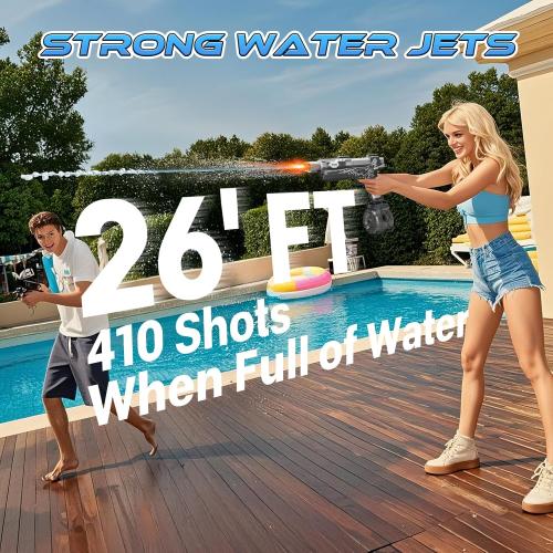 Electric Water Gun for Adults Kids, Automatic Squirt Gun with a Long Range of up to 26 Ft, LED Light Large Capacity IP7 Waterproof Fully Auto Water Gun(Black)
