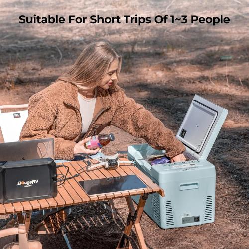 BougeRV Green 23Quart Portable Refrigerator, 12 Volt Fridge 22L, Portable Freezer Compressor Cooler 12/24V DC 110~240 Volt AC for Truck Van RV Camper -8℉~50℉