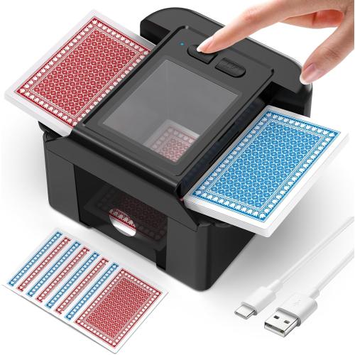 ShinePick Automatic Card Shuffler, Electric Shuffling Machine with 2000mAh Rechargeable Battery, Low Noise Card Shuffler - Automatic and Manual Mode for Poker, Phase 10, UNO, Skip-Bo