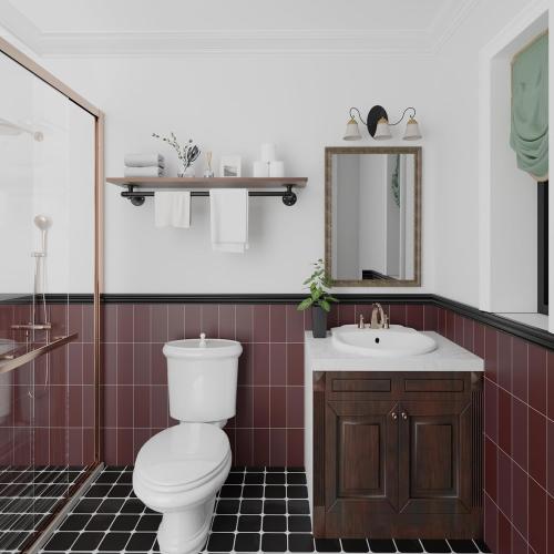 Bathroom Shelves Wall Mounted with Towel Bar, Industrial Pipe Single Tier Floating Shelf, Rustic Wood Shelf 42 Inch for Bathroom Kitchen Living Room Bedroom