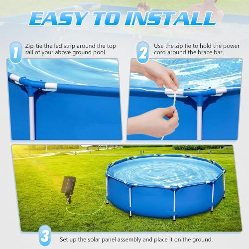 Sumapner 55ft Solar Pool Lights for Above Ground Pools, 150 LEDs Remote IP65 Waterproof Rope Lights, 8 Color Modes, Swimming Frame Pool Decor Accessories for Outdoor Outside Trampoline Camping