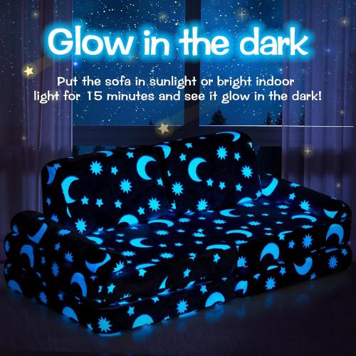 10 Pcs Color Grey  Modular Kids Play Couch,Toddler Couch Kids Sofa,Child Sectional Sofa,Bedroom and Playroom Furniture for Toddlers,Convertible Foam and Floor Cushion for Boys and Girls,Glow in The Dark,Star