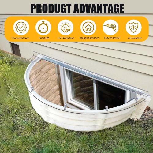Basement Window Well Covers Outside, Heavy-Duty Egress Window Well Cover Clear, All-Weather Against Debris, UV Resistant, Tear-Resistant, Waterproof, Windproof (Only Cover)41 X 17