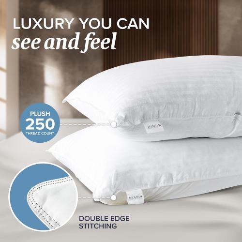 Set of 2 Size 20 inch x 36 inch Beckham Hotel Collection  Memory Foam (Adjustable Fill) Bed Pillows Set of 2 - Cooling Shredded Foam Pillow for Back, Stomach or Side Sleepers