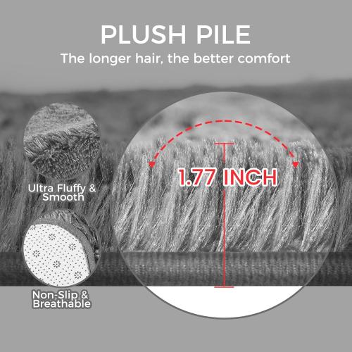 Grey Ultra Soft Rug for Living Room, Fluffy Shag Area Rug for Bedroom, Modern Shaggy Carpets Fuzzy Rug for Teens Dorm Nursery Home Decor Aesthetic, Upgrade Anti-Skid Durable, Grey